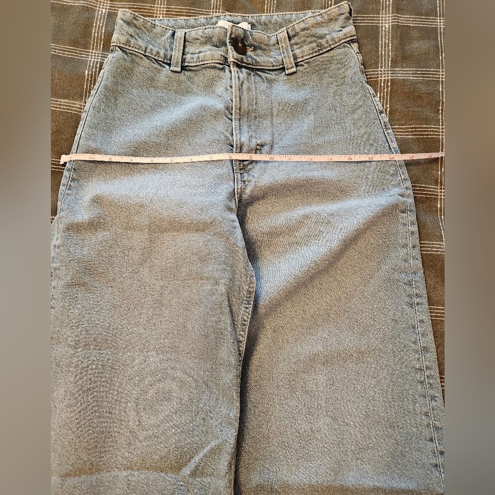 H&M Sky Blue Denim Cropped Wide Leg Jean - Picture 8 of 8